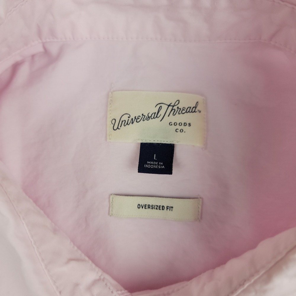 Universal Thread Womens Pink Oversized Fit Cotton Button Down Shirt Size L - Picture 3 of 11